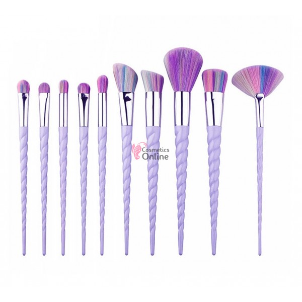 Pensule de Make-up 10 bucati Unicorn Curcubeu Profesionale MKB08